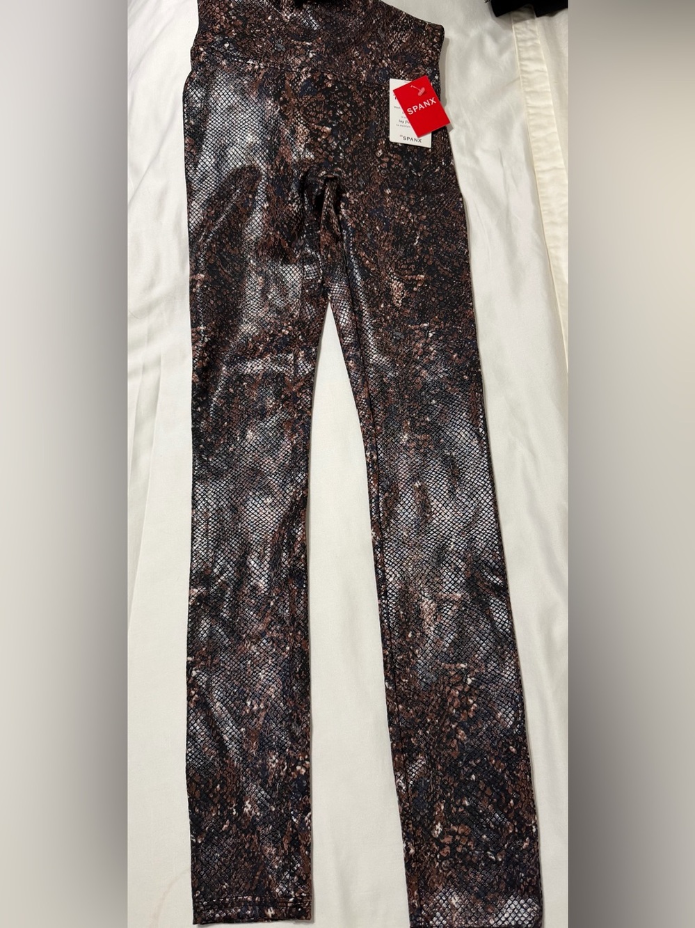 SPANX Snake-Print Leggings in Black and Brown